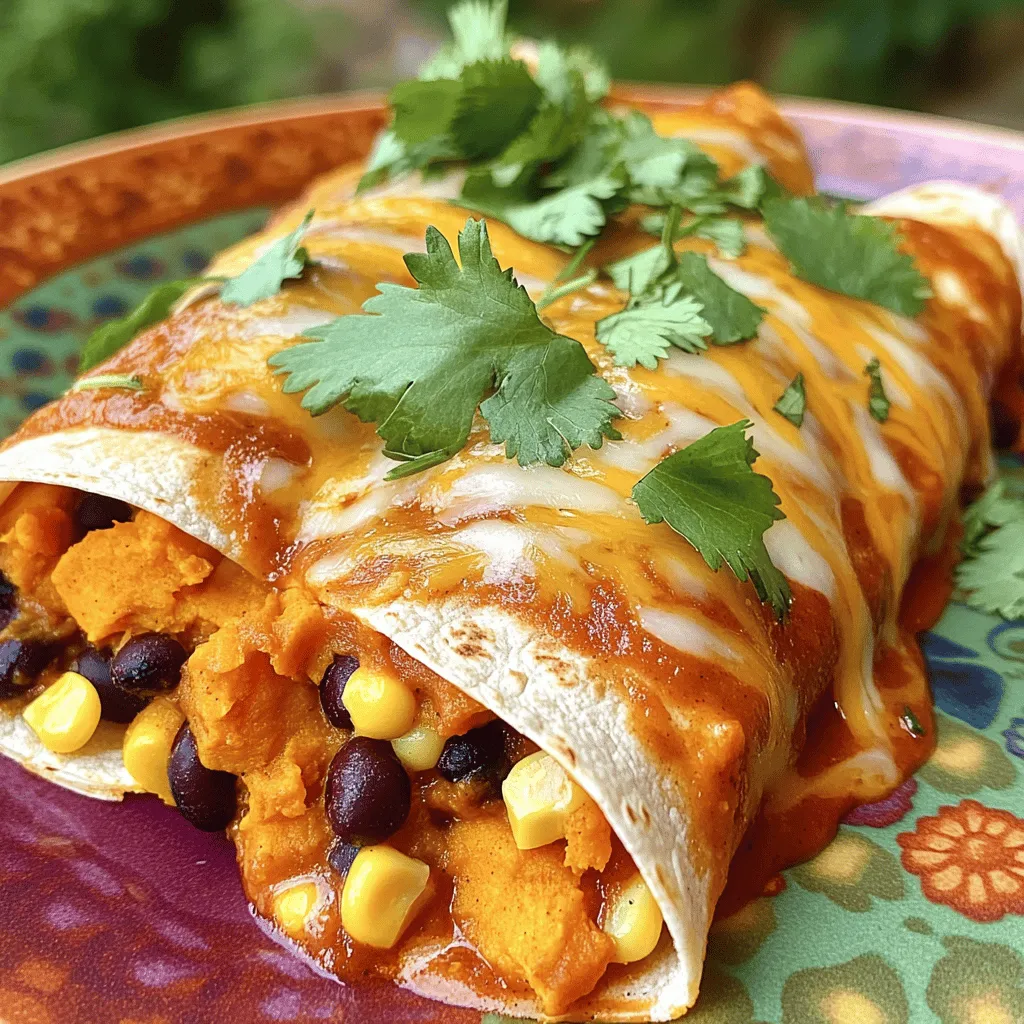 Süßkartoffel und schwarze Bohnen Enchiladas lecker zubereiten