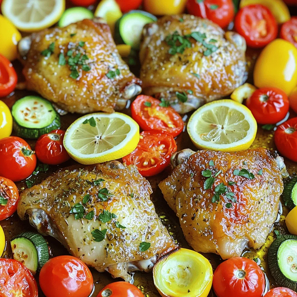 Blechpfannen Hähnchen mit Zitrone und Knoblauch