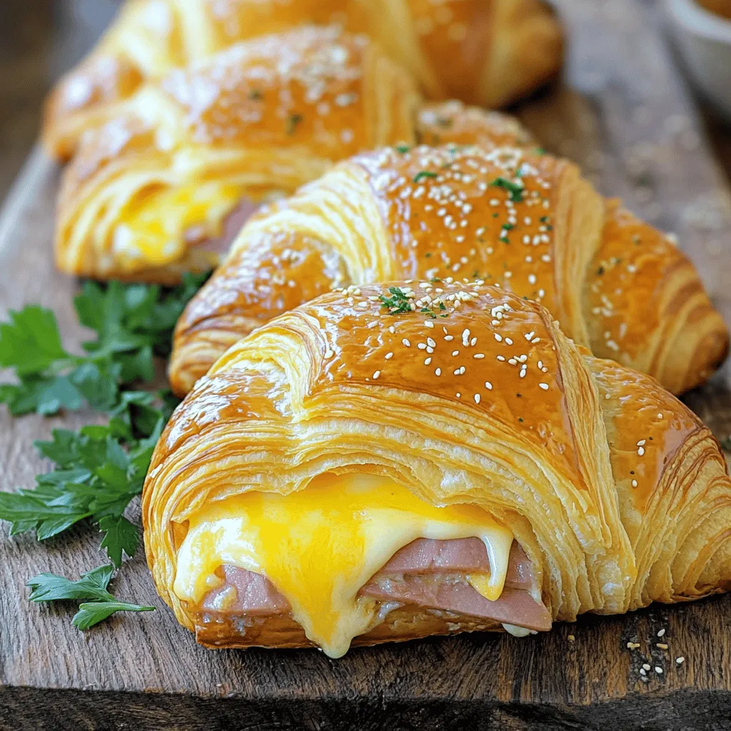 Herzhafte Gebackene Schinken-Käse-Croissants Rezept