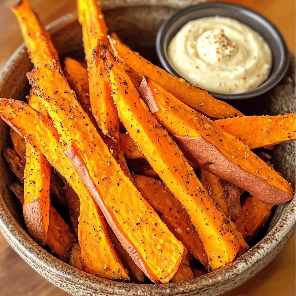 Leckere Air Fryer Süßkartoffelpommes mit Knoblauch-Aioli