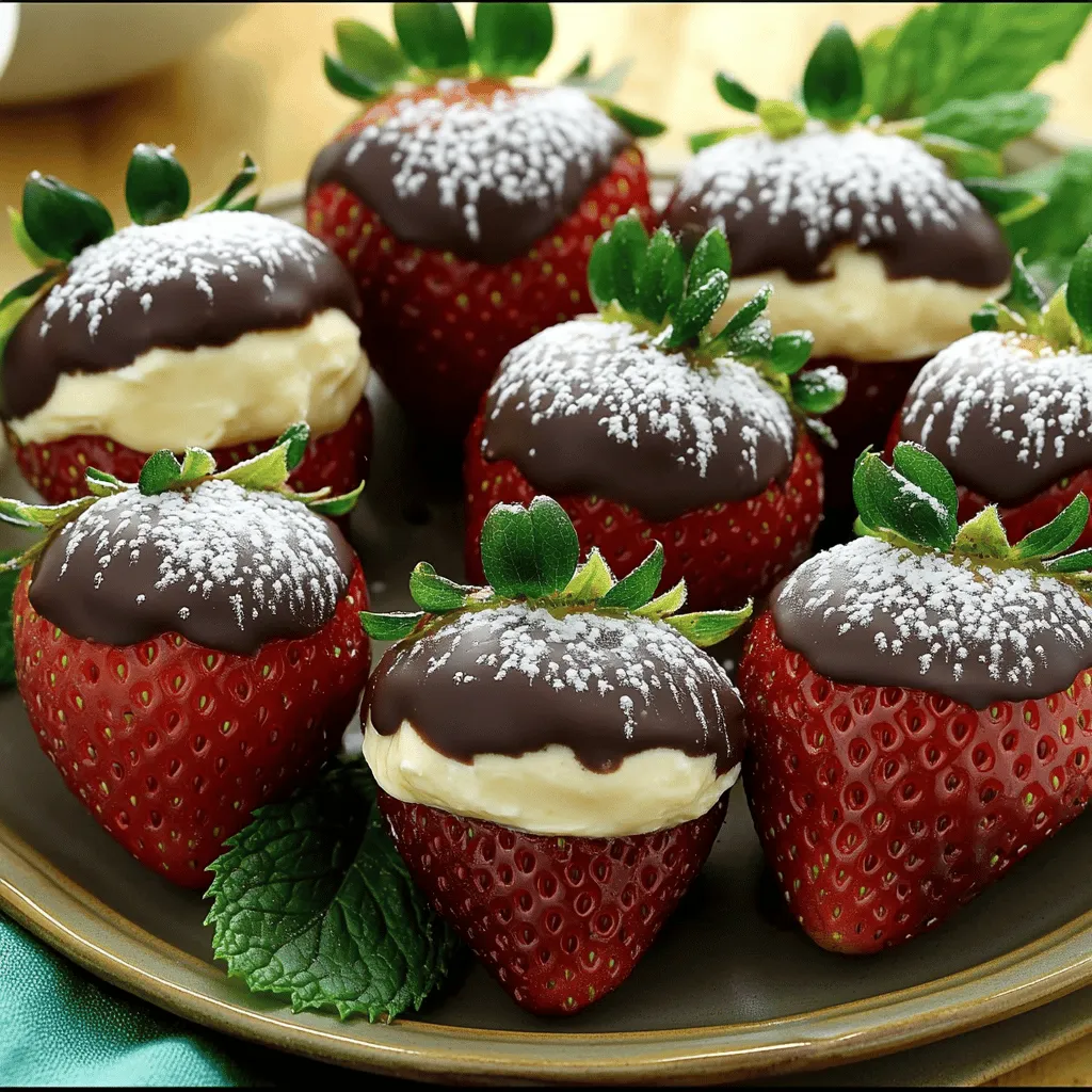 Schokoladenüberzogene Cheesecake-Erdbeeren lecker genießen