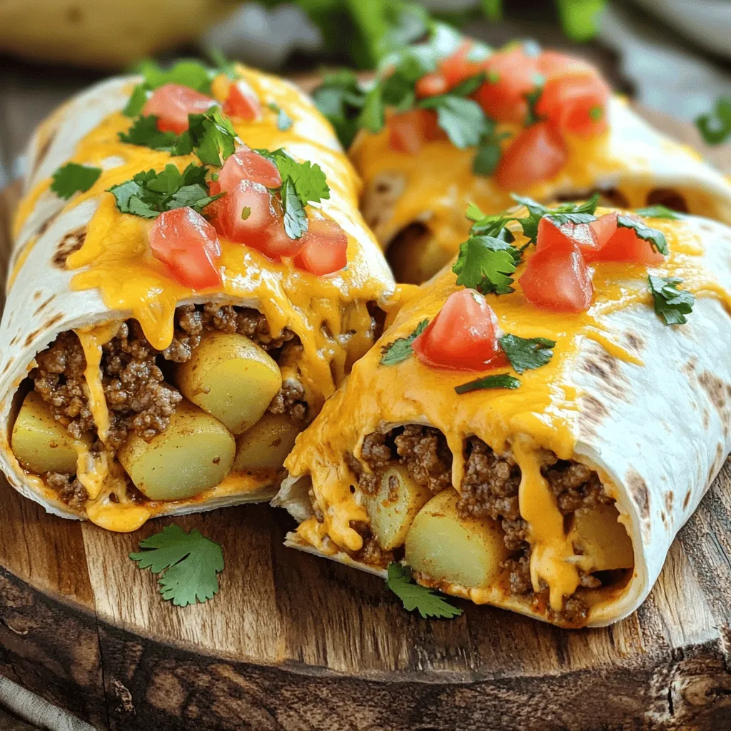 Käsige Beef &#038; Potato Burritos mit Nacho Drizzle