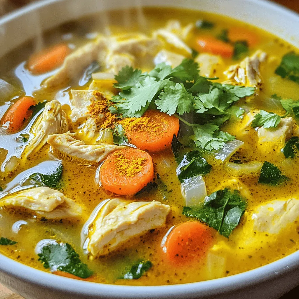 Die Zutaten für kurkuma-hühnchen-suppe sind einfach und gesund. Die Hauptzutaten sind frische Hühnerbrust, Zwiebeln, Knoblauch und Ingwer. Diese Zutaten unterstützen die entzündungshemmenden Eigenschaften der Suppe. Hühnerbrust liefert viel Protein, was wichtig für die Heilung ist. Zwiebeln und Knoblauch enthalten Antioxidantien. Diese helfen, den Körper zu stärken und Entzündungen zu lindern. Ingwer hat auch starke Heilkräfte. Er kann Schmerzen und Schwellungen reduzieren.