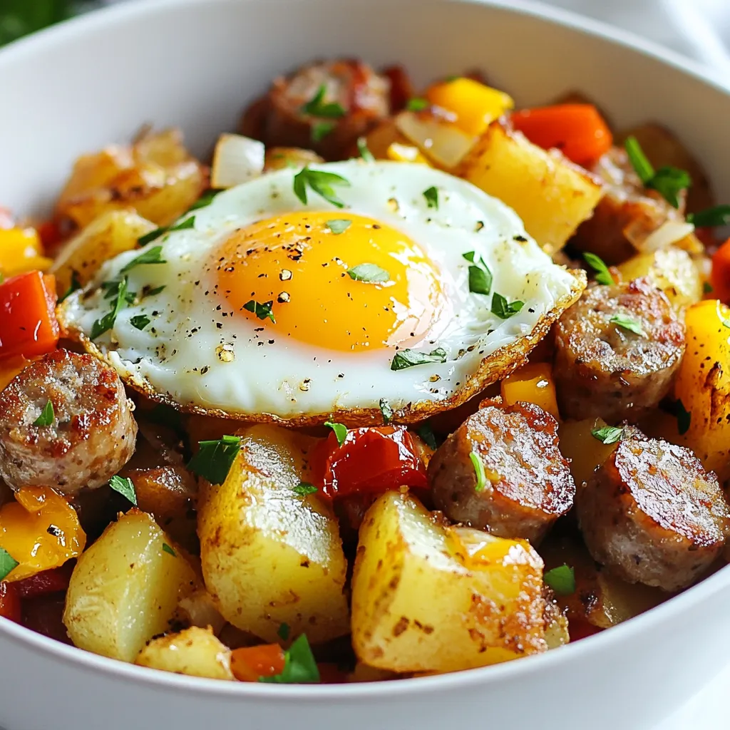 Sausage and Potato Breakfast Bowls mit frischen Zutaten