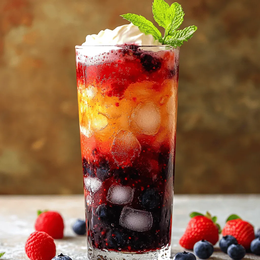 Um ein Berry Italian Cream Soda zu machen, brauchst du einige frische Zutaten. Die wichtigsten Zutaten sind gemischte Beeren, Zucker, sprudelndes Wasser, Schlagsahne, Vanilleextrakt und Eiswürfel. Du kannst für die Beeren Erdbeeren, Blaubeeren und Himbeeren verwenden. Diese Kombination bringt viel Geschmack und Farbe in dein Getränk.