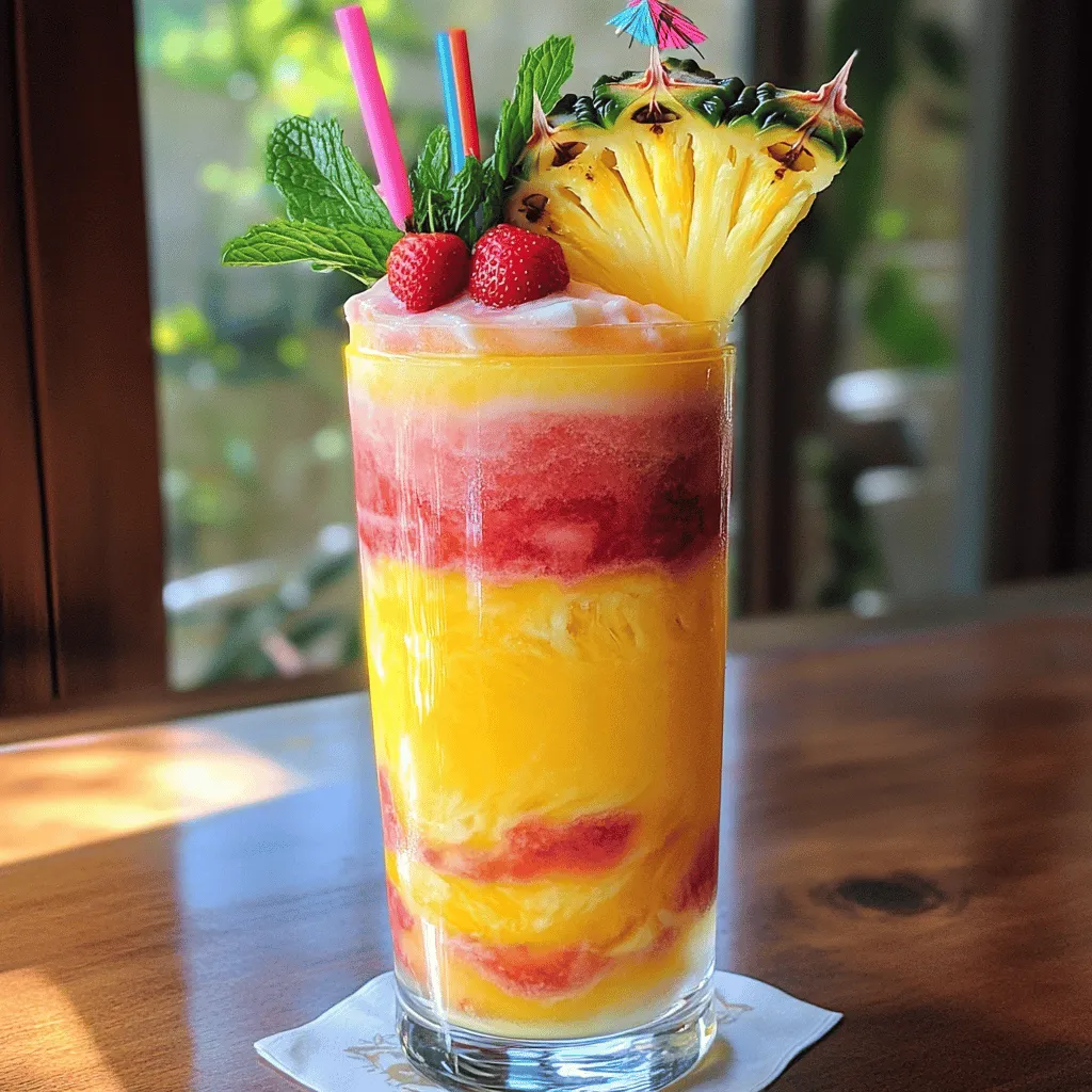 Für die perfekte Pink Flamingo Colada brauchst du frische und leckere Zutaten. Die Hauptbestandteile sind frische Ananas, Kokosmilch, Banane und Erdbeerpüree. Diese Zutaten miteinander zu mischen, schafft einen tropischen Geschmack.