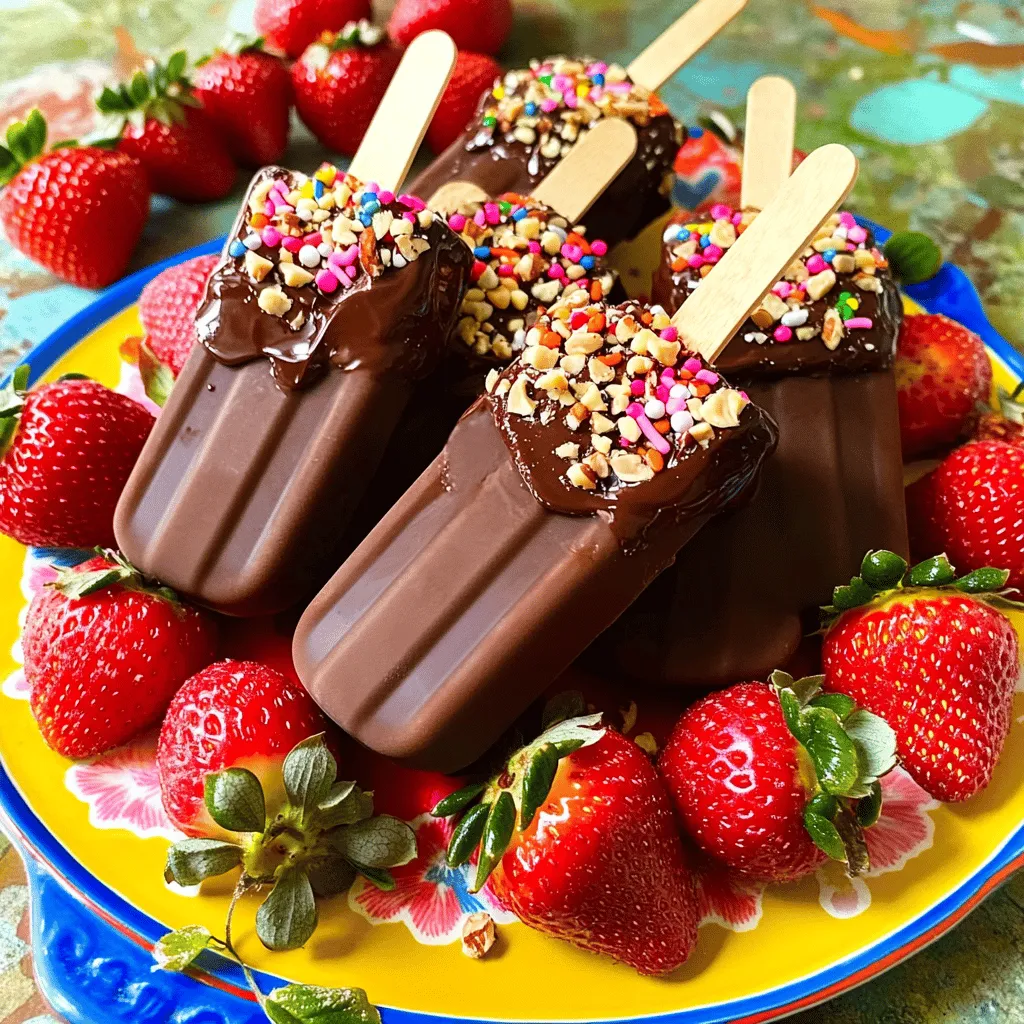 Schokoladenüberzogene Erdbeer-Popsicles Rezeptidee