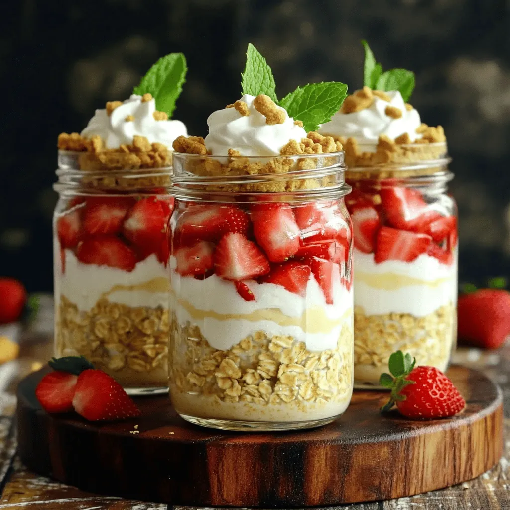 Leckere Erdbeer-Käsekuchen Overnight Oats Rezept