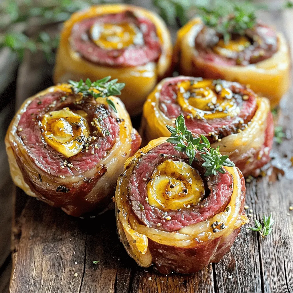 Französische Zwiebelsteak-Pinwheels sind eine köstliche Kombination aus zartem Steak und süßen Zwiebeln. Sie bieten ein tolles Geschmackserlebnis. Die Mischung aus Frischkäse und geschmolzenem Käse macht sie besonders lecker. Dieses Rezept für Steak Pinwheels ist einfach und macht viel Freude.