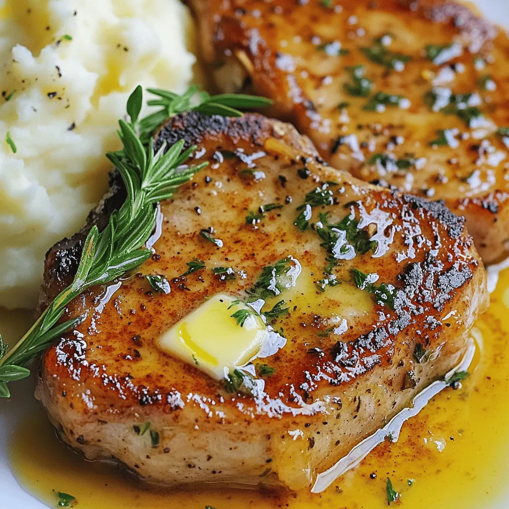 - 4 Schweinekoteletts - 4 EL Butter - 4 Knoblauchzehen - 1 TL frischer Rosmarin