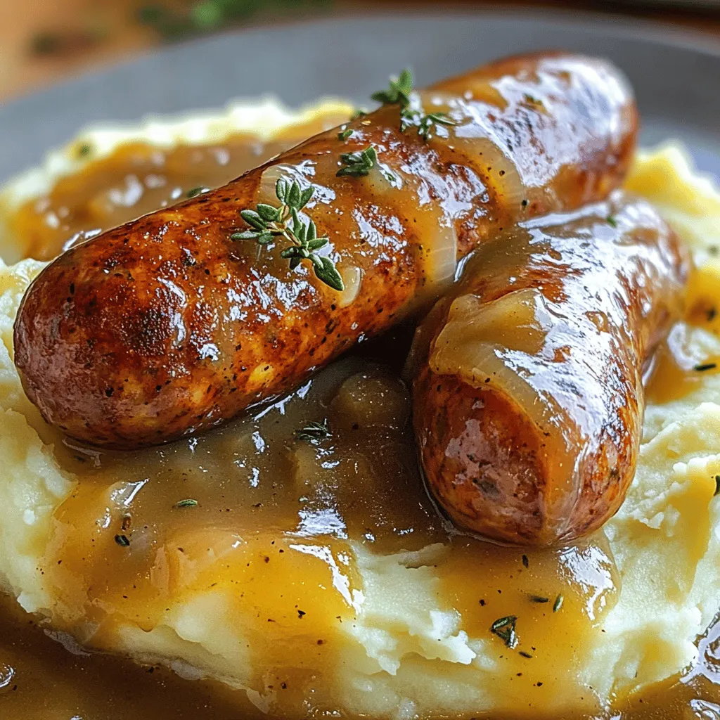 Bangers and Mash mit Zwiebelgravy Leibgerichte genießen