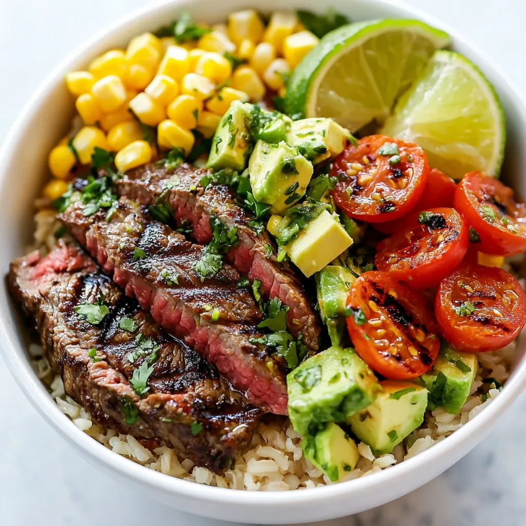 Cilantro Lime Steak Bowls frisches und schmackhaftes Gericht