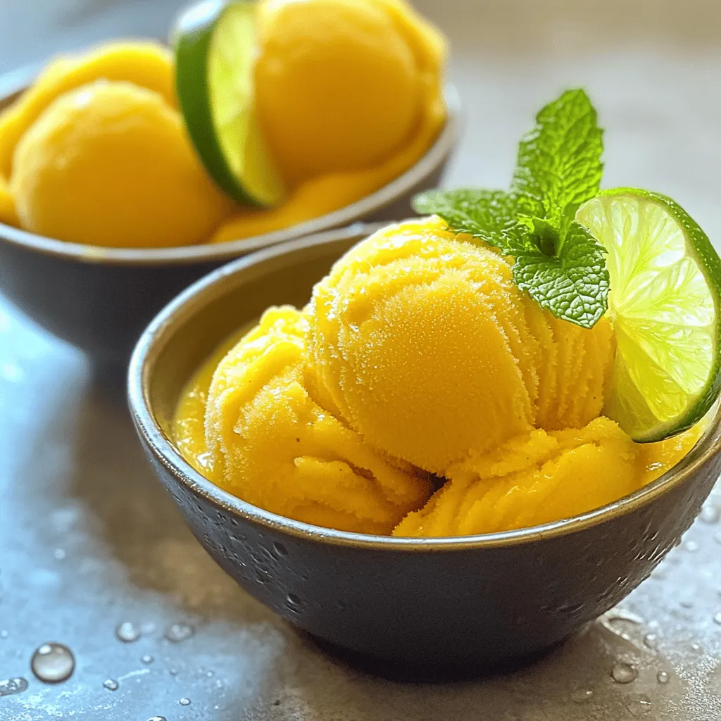 - 3 reife Mango, geschält und gewürfelt - 125 g Zucker - 125 ml Wasser - 2 Esslöffel frischer Limettensaft - Eine Prise Salz