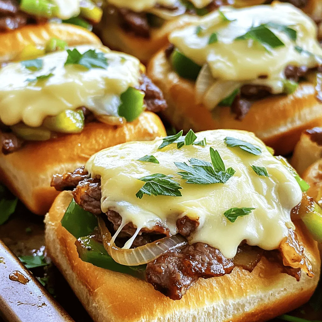 Philly Cheesesteak Sliders sind kleine, köstliche Sandwiches. Sie kommen ursprünglich aus Philadelphia. Diese Sliders vereinen zartes Rindfleisch, schmelzenden Käse und frisches Gemüse. Perfekt für Partys oder ein schnelles Abendessen!