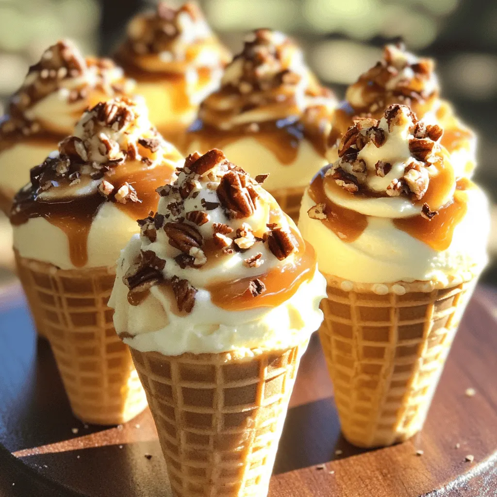 - 12 Mini-Eiscreme-Waffeln - 250 g weicher Frischkäse - 100 g Puderzucker