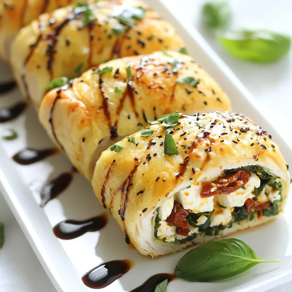 Feta Spinach Sun-Dried Tomato Chicken Roll-Ups Rezept