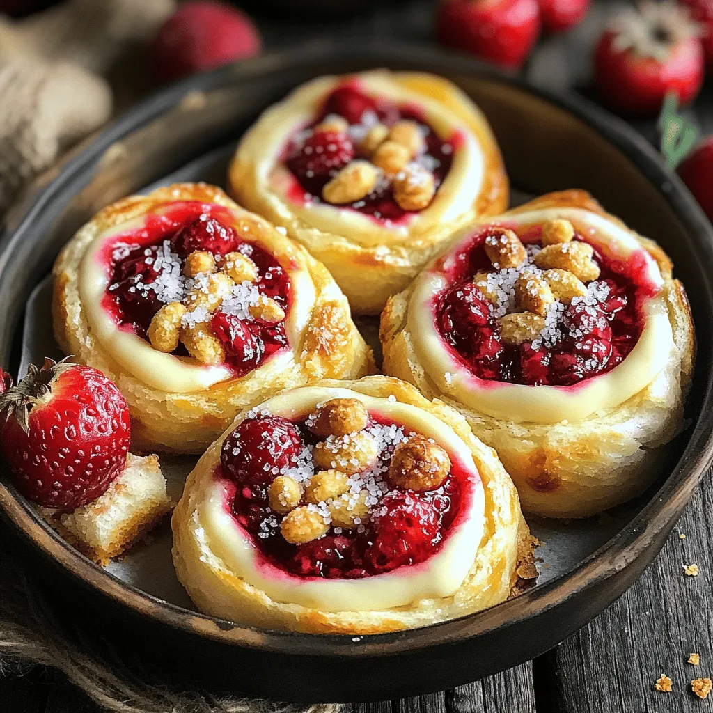 Erdbeer-Käsekuchen-Zimtschnecken mit Pekannüssen sind ein köstliches Gebäck. Sie verbinden die süße Frische von Erdbeeren mit der Cremigkeit von Käsekuchen. Die Zimtschnecken haben eine saftige Füllung und einen wunderbaren Zimtgeschmack. Ich finde, diese Kombination macht jeden Biss besonders.