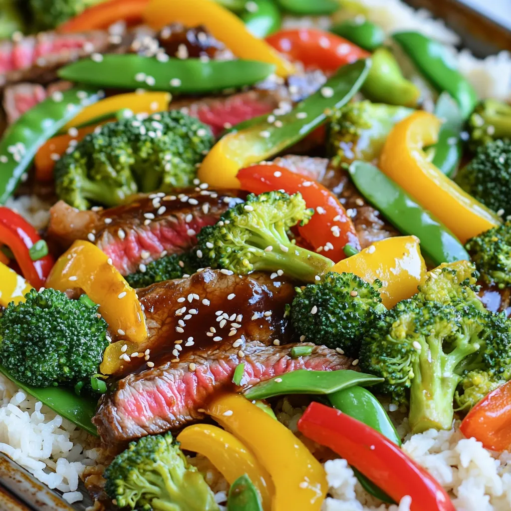 Teriyaki Steak Stir-Fry Sheet Pan Einfache und Schnelle Mahlzeit