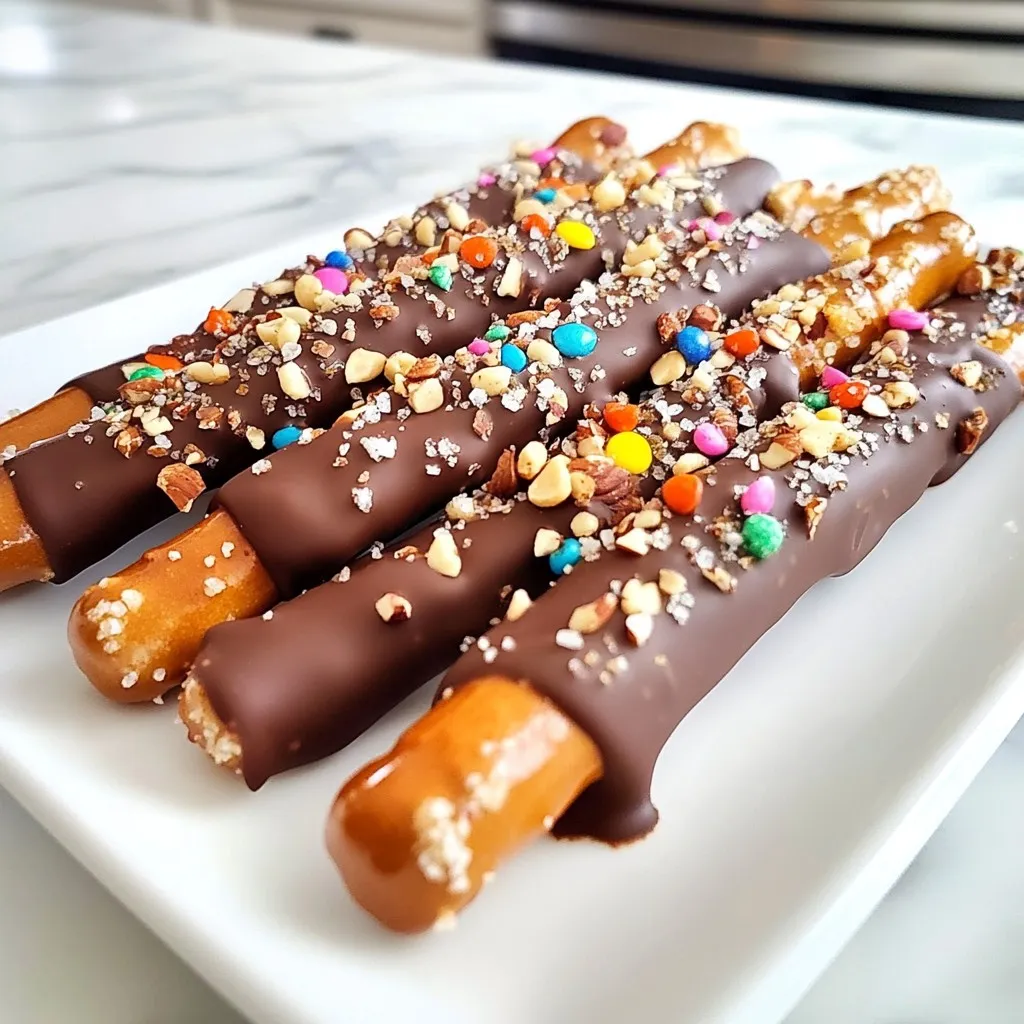 Schokoladengetauchte Brezelstäbchen köstlicher Snack