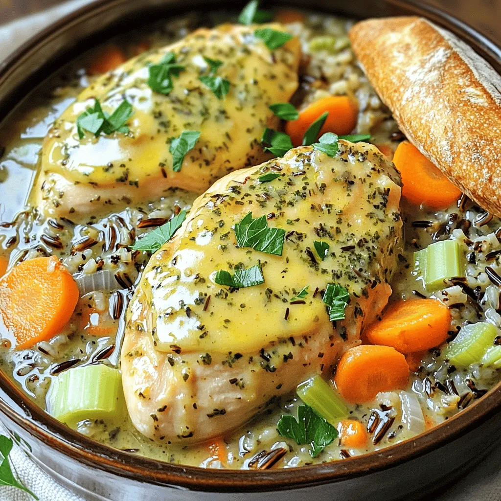 Crockpot Kräuterbutter-Hühnchen und Wildreis Rezept