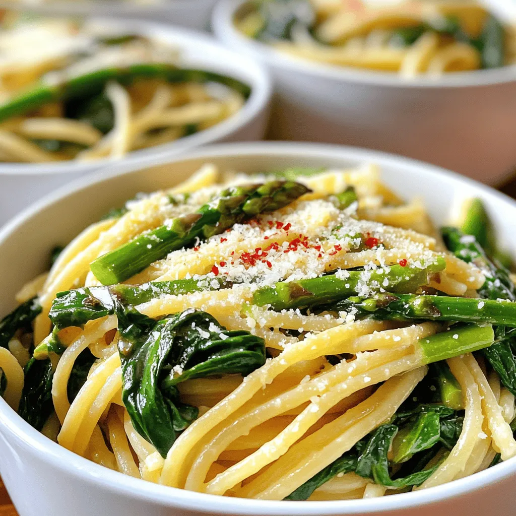 Pasta mit Spinat und Spargel Lecker und Einfach