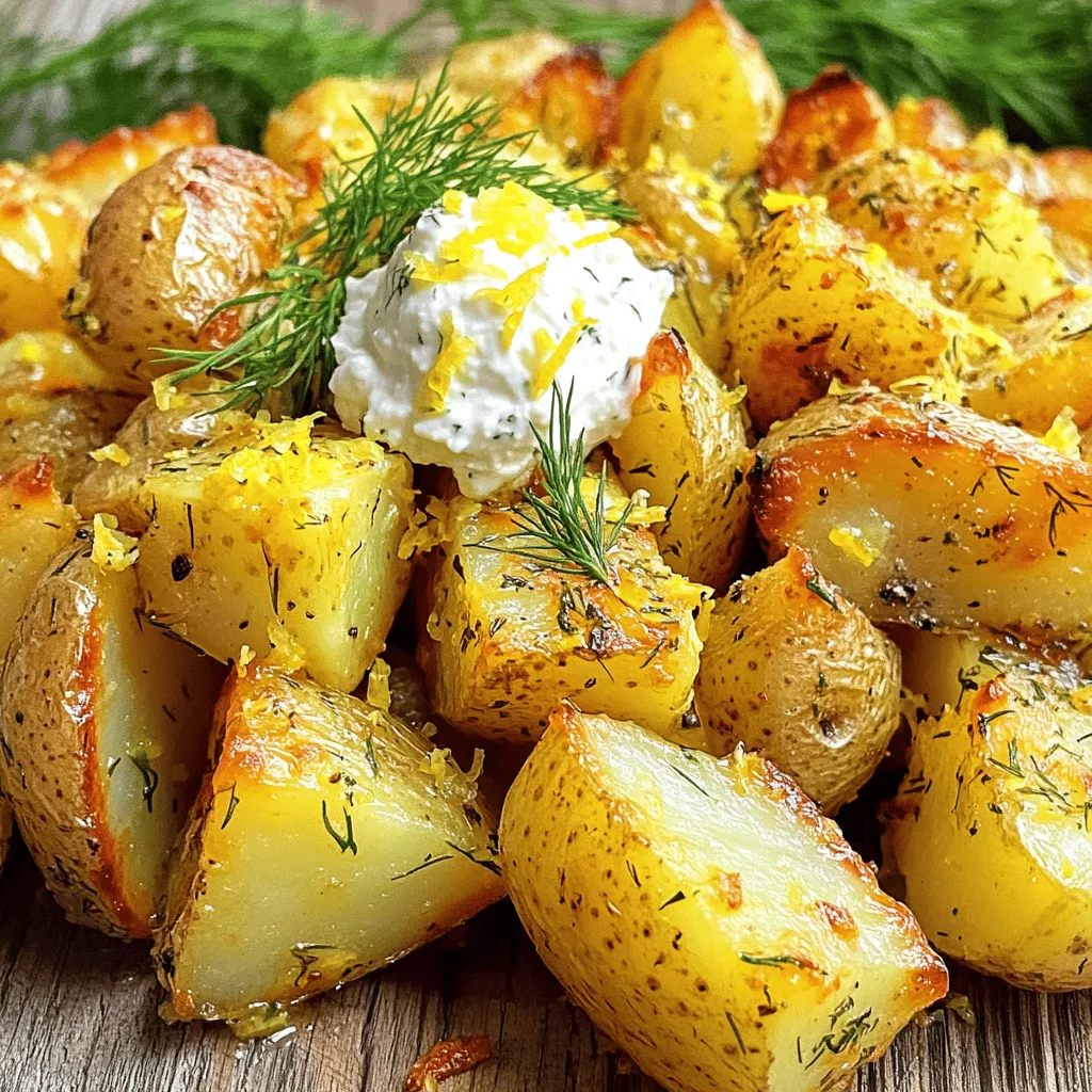 Knusprige Zitronenkartoffeln mit Dill-Ricotta Rezept