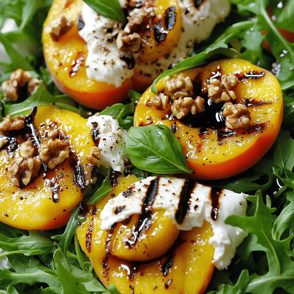 Grilled Peach Burrata Arugula Salad Frisch und Lecker