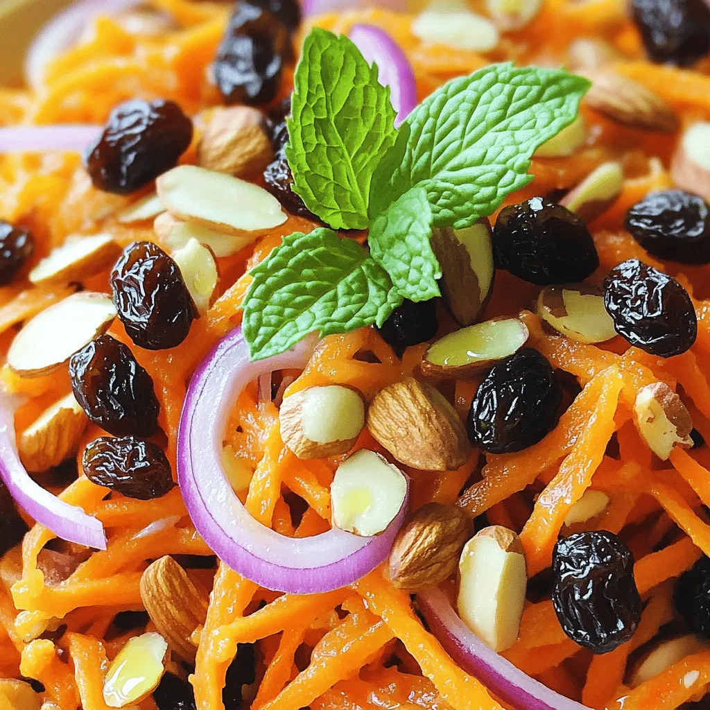 - 500 g frische Karotten - 100 g Rosinen - 50 g Mandeln