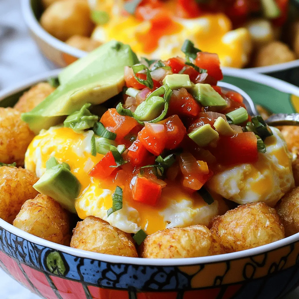 Für meine Tater Tot Frühstücksschüssel brauche ich einige Hauptzutaten. Diese sind: