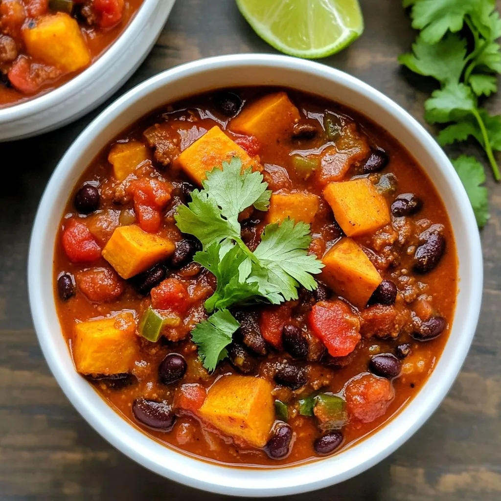 Vegan Sweet Potato Black Bean Chili Leibgericht für alle
