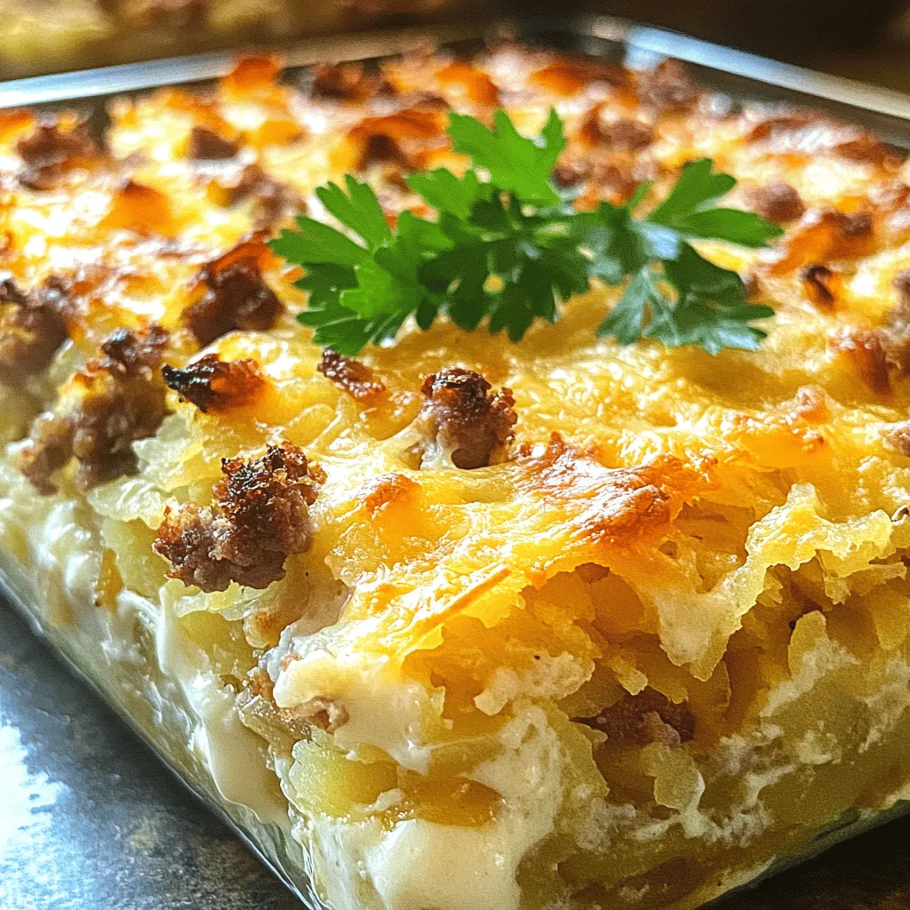 Sausage, Egg, and Cream Cheese Hashbrown Casserole Rezept