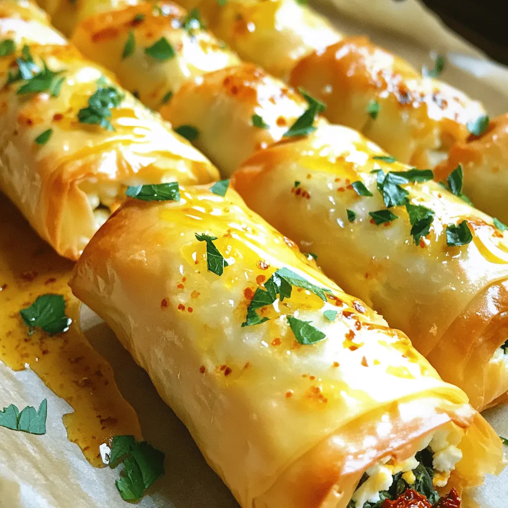 Ofengebackene Feta-Rollen mit Chili-Honig Genuss