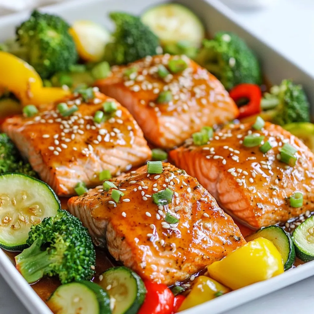 Sheet Pan Honey Garlic Salmon Einfaches Rezept