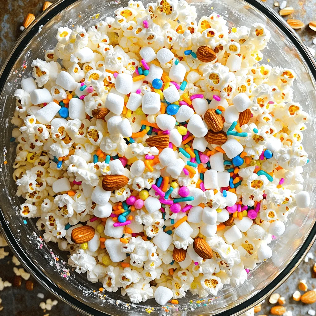 Geburtstag Kuchen Popcorn Snack Mix lecker und einfach