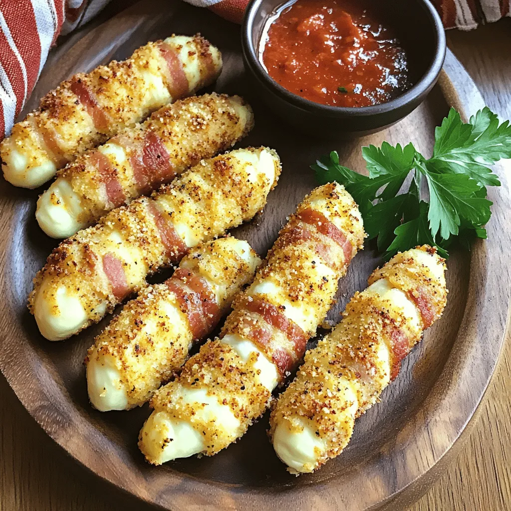 Nashville Hot Bacon-Wrapped Mozzarella Sticks sind ein köstlicher Snack. Sie kombinieren den herzhaften Geschmack von Bacon mit geschmolzenem Mozzarella. Diese Snacks sind knusprig und würzig. Der Bacon gibt jedem Bissen einen schönen Crunch. Der Käse schmilzt perfekt und sorgt für einen tollen Genuss.