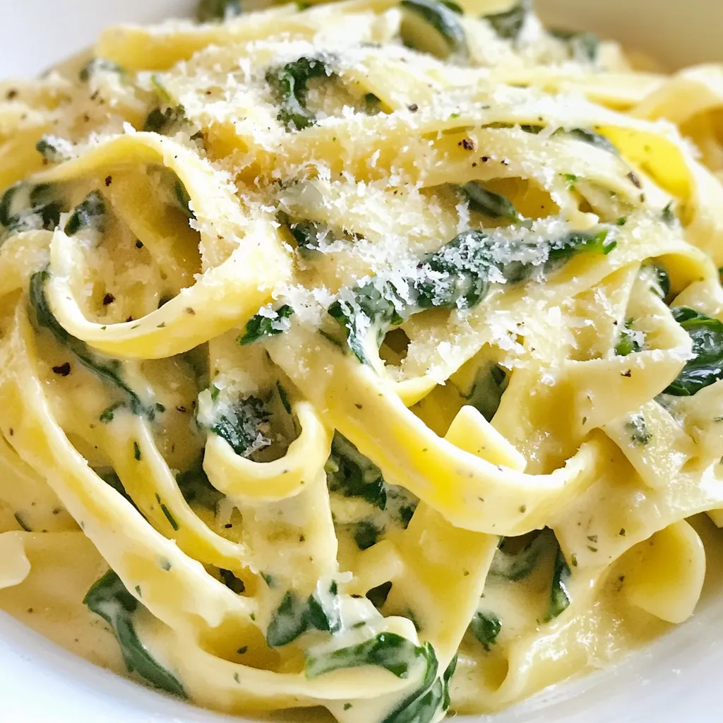 One-Pot Alfredo Spinach Pasta Einfaches und Schnelles Gericht