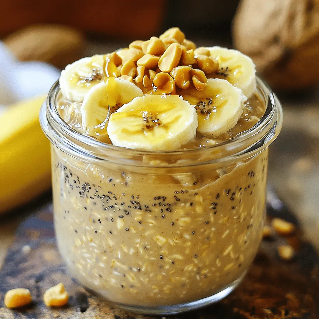 Erdnussbutter-Bananen-Übernacht Haferflocken Rezept