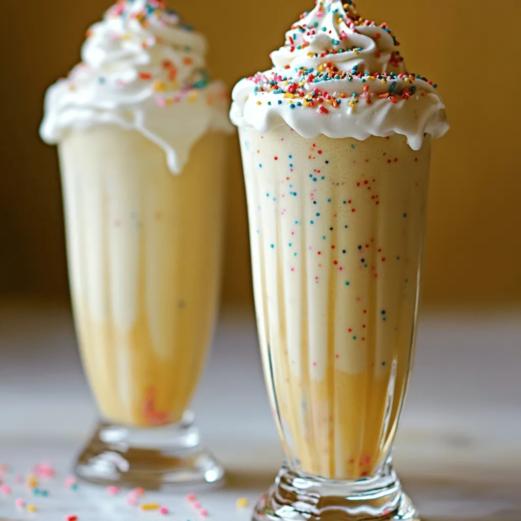 Um einen köstlichen cake batter milkshake zu machen, braucht man einige einfache Zutaten. Du benötigst: