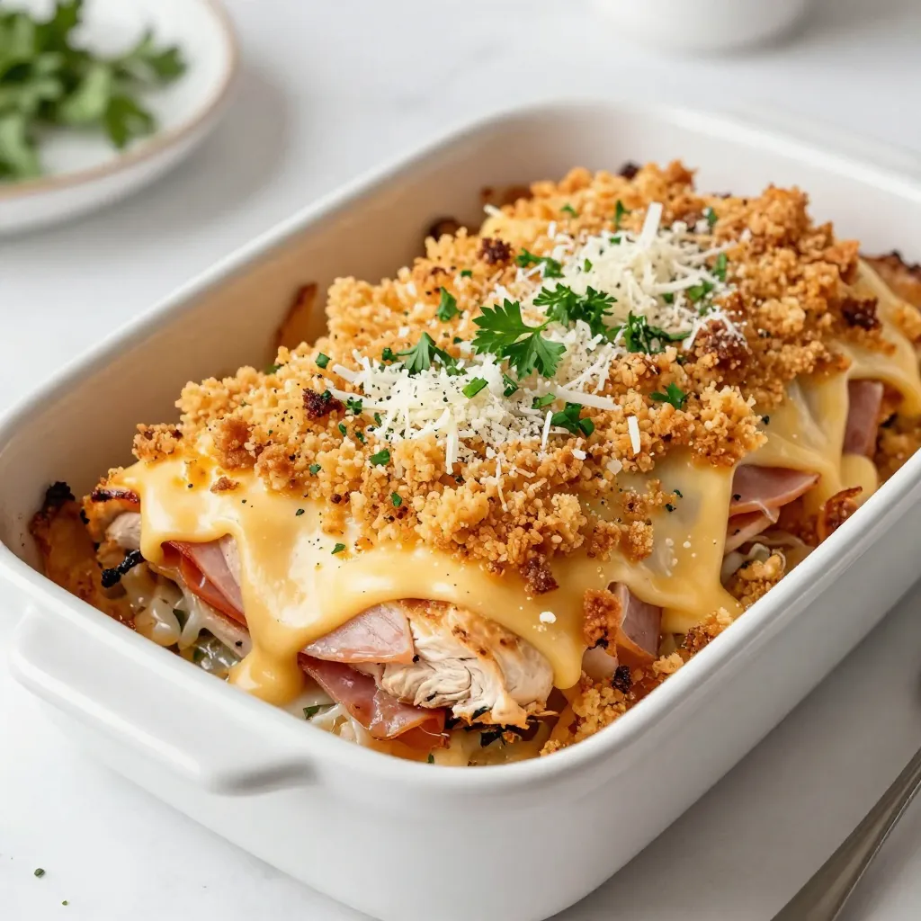 Schneller Chicken Cordon Bleu Auflauf einfache Zubereitung