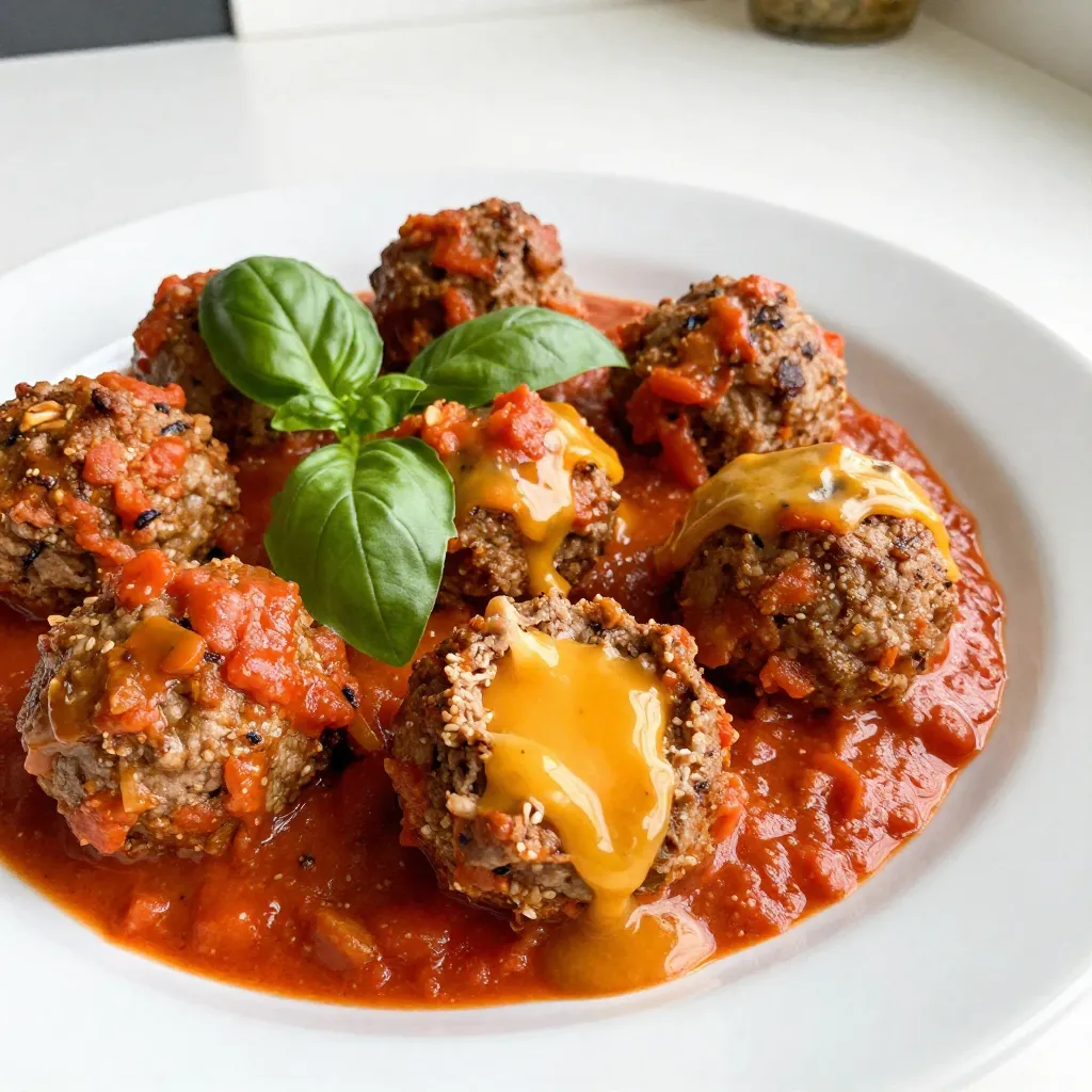 Pepper Jack Stuffed Meatballs für ein herzhaftes Gericht