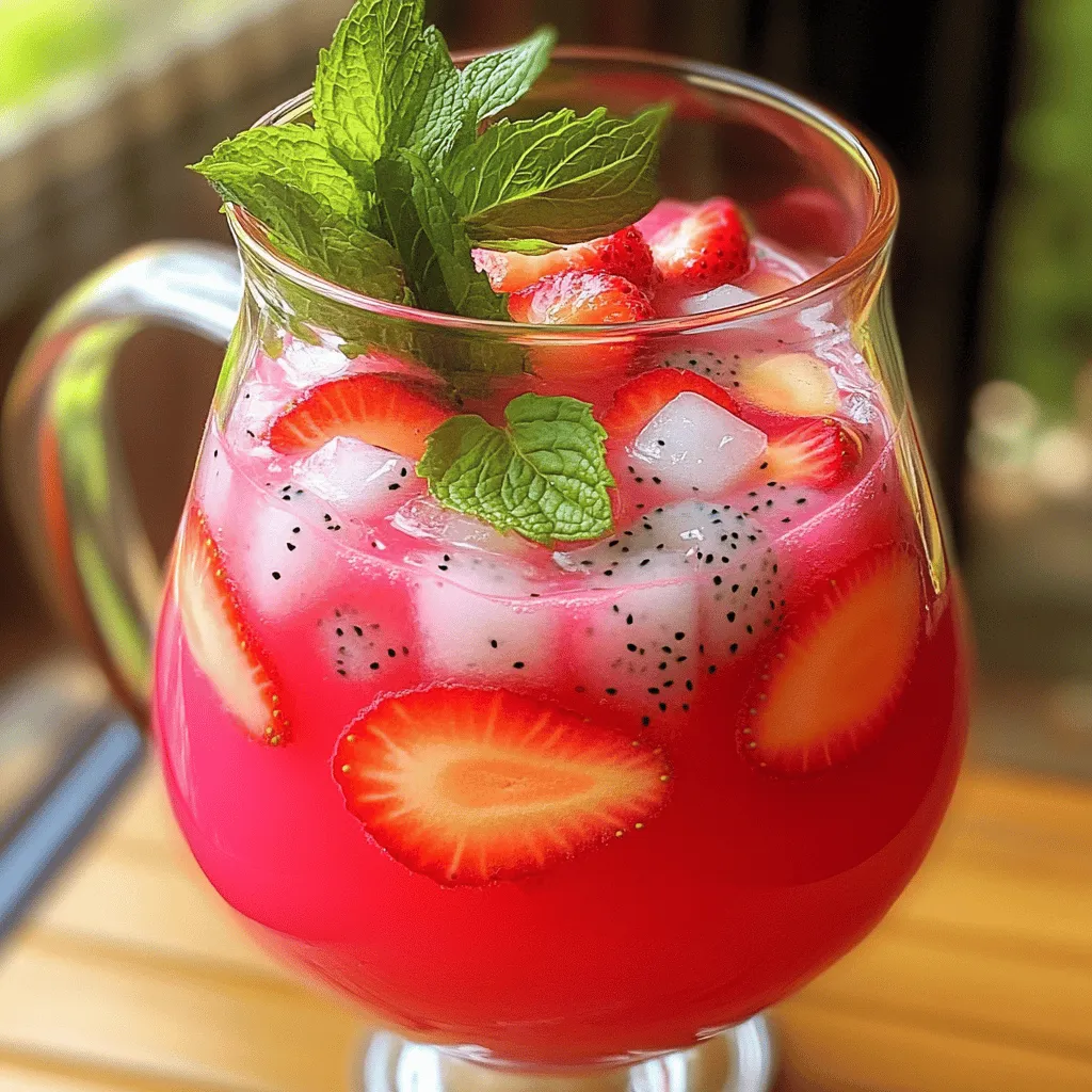 Erdbeer Drachenfrucht Agua Fresca Erfrischender Genuss