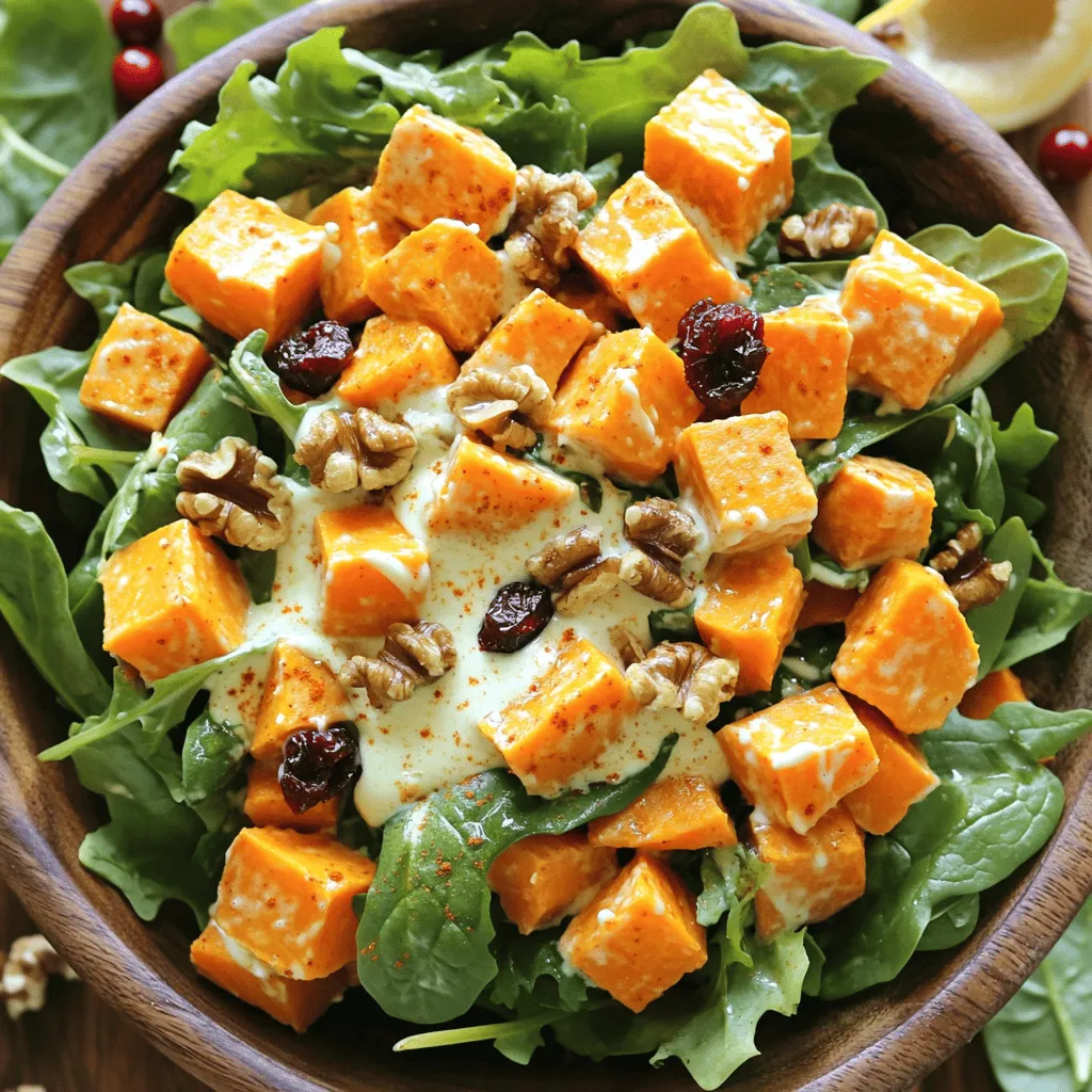 Cremiger Süßkartoffelsalat mit Blattgemüse leicht