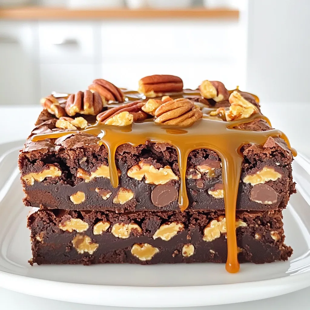 Leckere Turtle Brownies mit Karamell Pecan Rezept