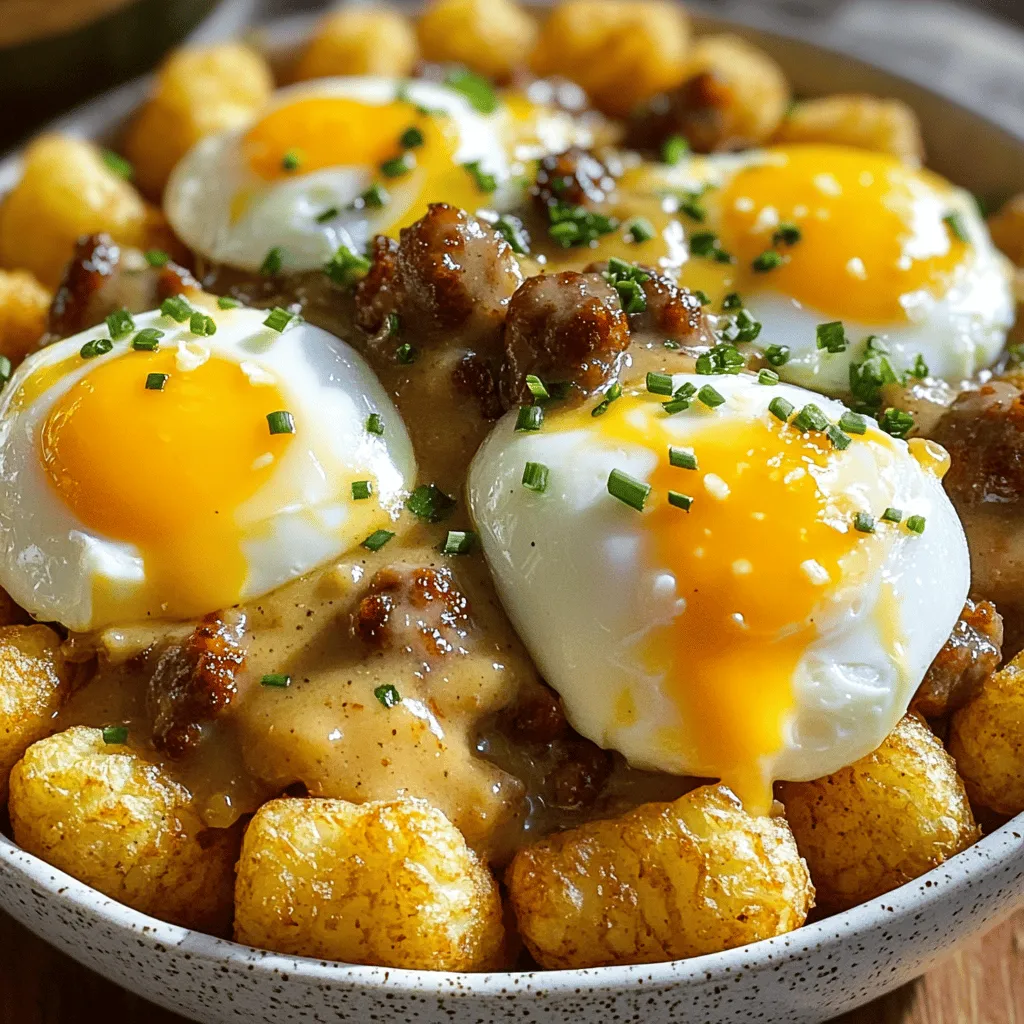 Tater Tot Frühstücksschüssel mit Wurstsoße Lecker