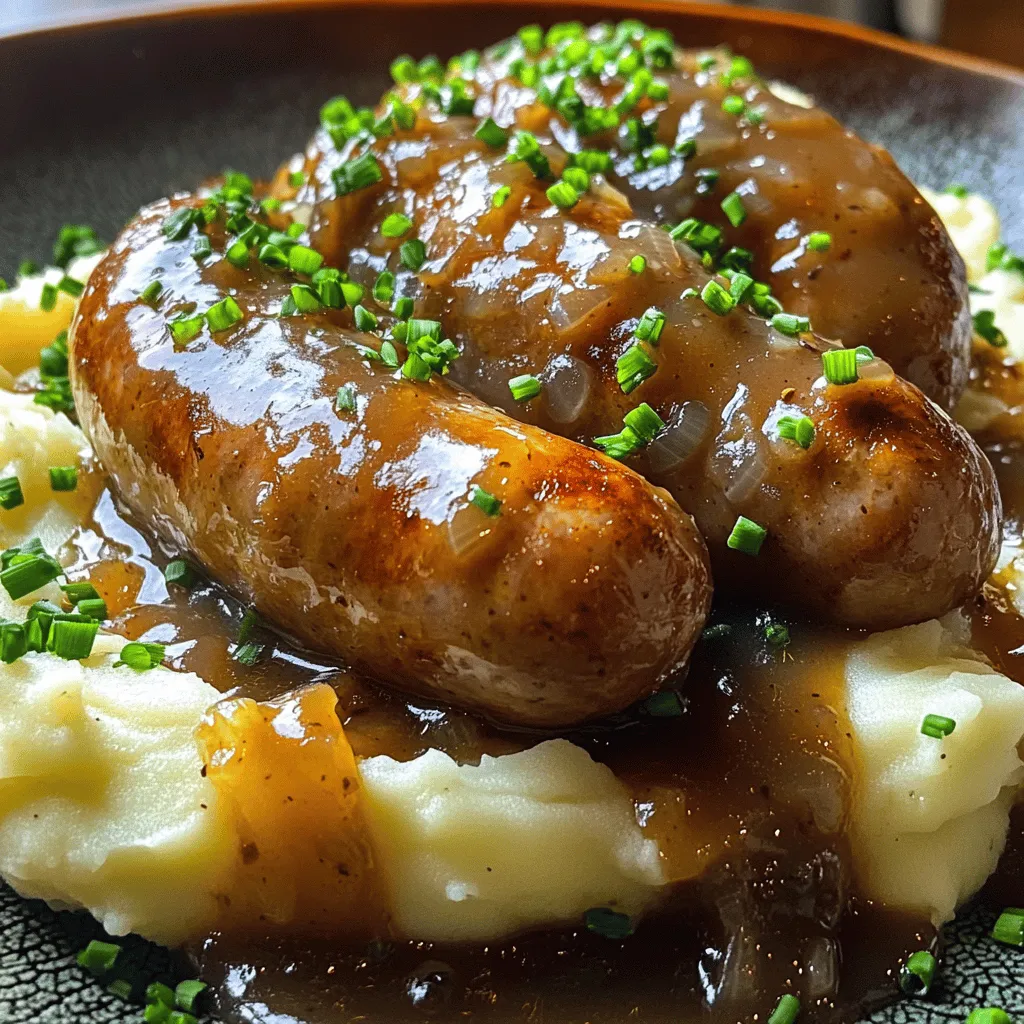 Irische Würstchen und Püree mit Guinness-Soße