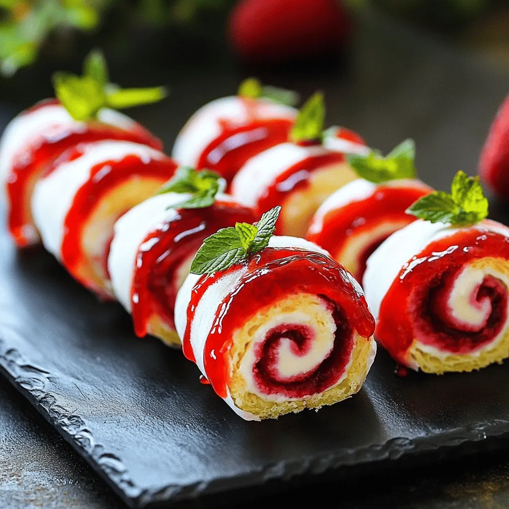 Die Zubereitung dieser einfachen Erdbeer-Cheesecake-Rollen ist schnell und macht Spaß. Zuerst brauchen Sie die Zutaten. Sie benötigen 250 g Frischkäse, 100 g Puderzucker, 1 Teelöffel Vanilleextrakt und 200 ml Schlagsahne. Außerdem brauchen Sie 8 bis 10 Tortilla-Wraps, 300 g frische Erdbeeren und 50 g Erdbeermarmelade. Ein Minzblatt ist optional zur Garnierung.
