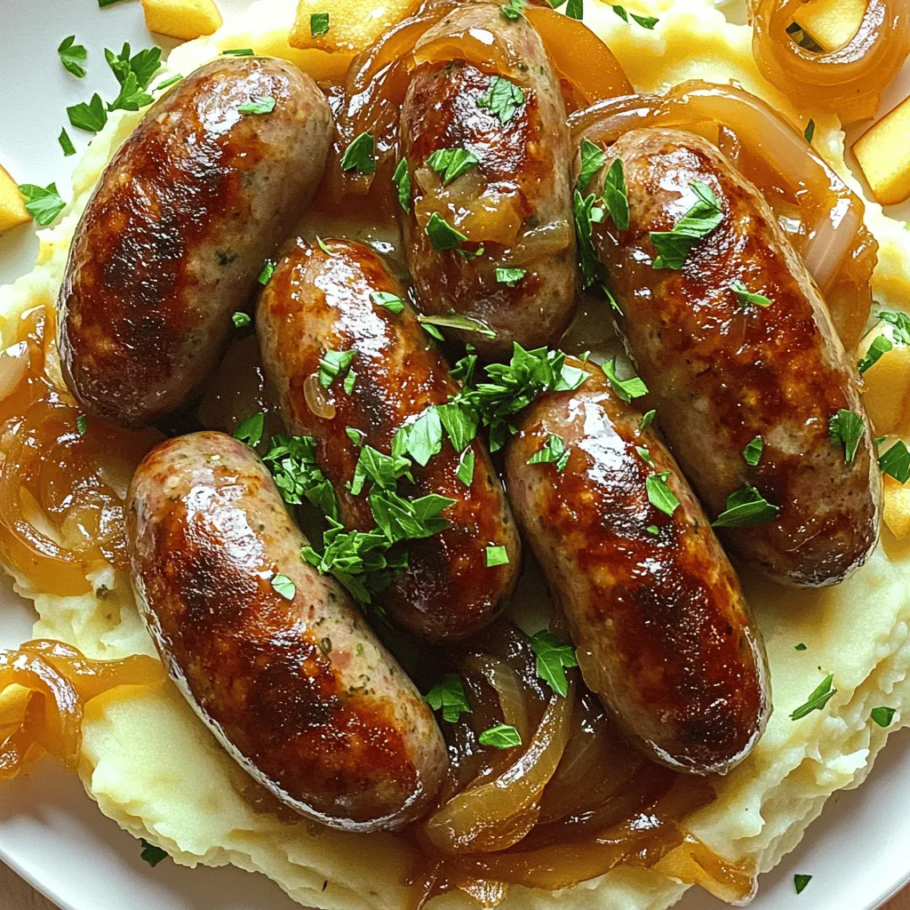 - 6 herzhafte Schweinswürste (z. B. mit Salbei oder Apfel) - 1 kg Kartoffeln, geschält und gewürfelt - 100 ml Milch - 50 g Butter