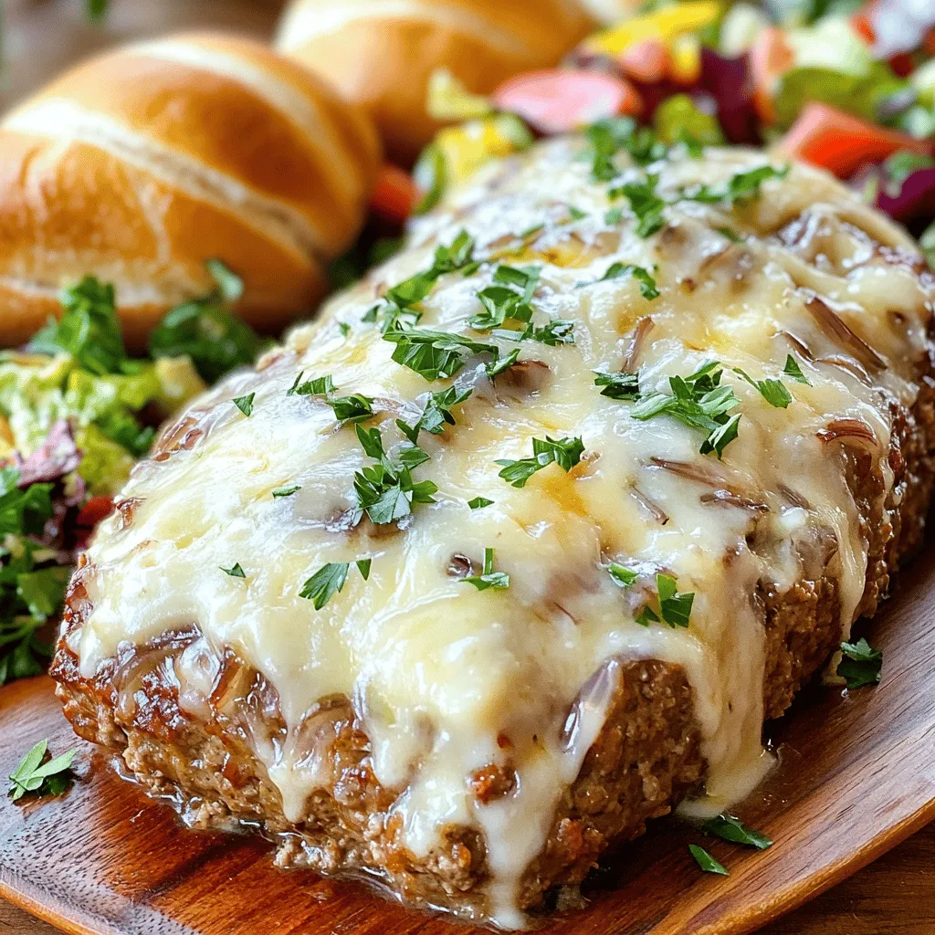 Crockpot French Onion Meatloaf mit Köstlichem Swiss Cheese