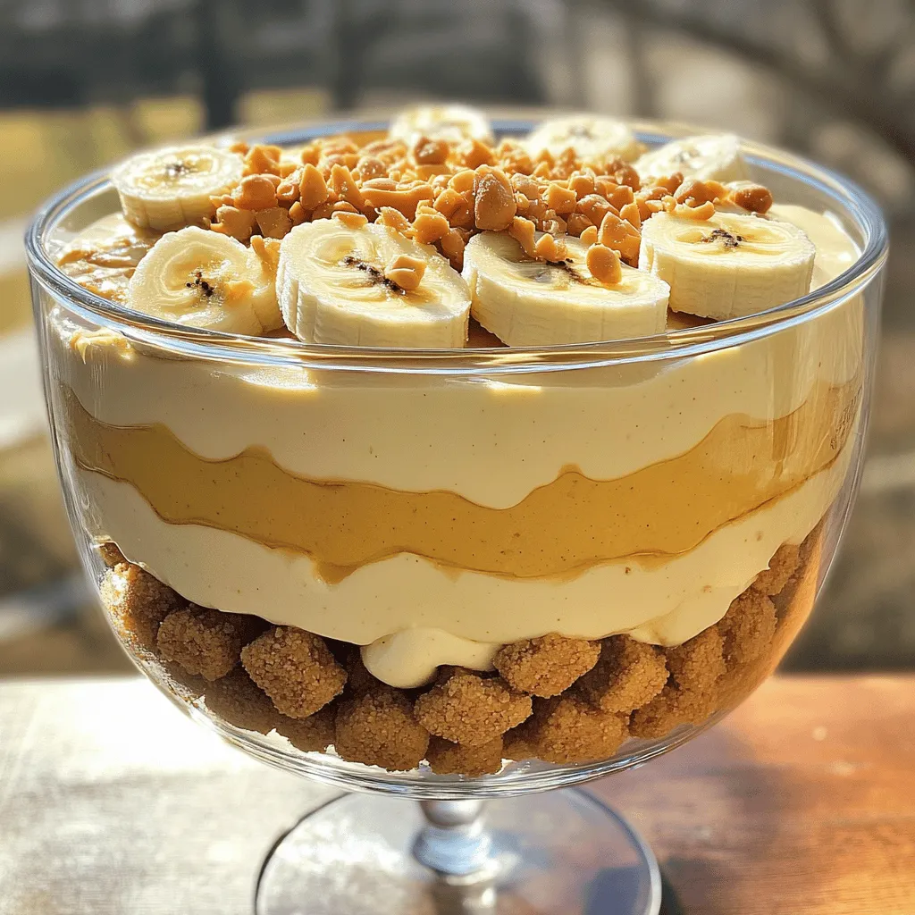 - 4 reife Bananen, in Scheiben - 1 Päckchen (12 oz) Vanillewafer - 1 ½ Tassen Milch - 1 Tasse schwere Schlagsahne - 1 Päckchen (3,4 oz) Instant-Vanille-Pudding-Mischung - ½ Tasse cremige Erdnussbutter - ¼ Tasse brauner Zucker - 1 Teelöffel Vanilleextrakt - ¼ Teelöffel Meersalz