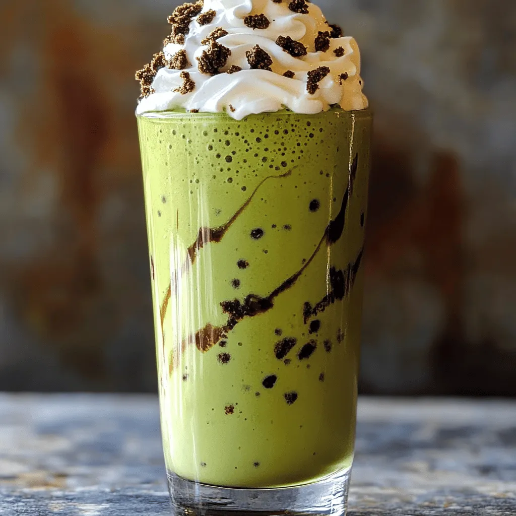 Für den Cookies & Cream Matcha Frappe brauchst du einige einfache Zutaten. Du benötigst zwei Tassen Milch, die du wählen kannst – entweder tierisch oder pflanzlich. Dann kommen zwei Esslöffel Matcha-Pulver dazu. Das gibt dem Frappe seinen einzigartigen Geschmack und die grüne Farbe. Du brauchst auch eine Tasse Vanilleeis, um die Mischung cremig und süß zu machen.